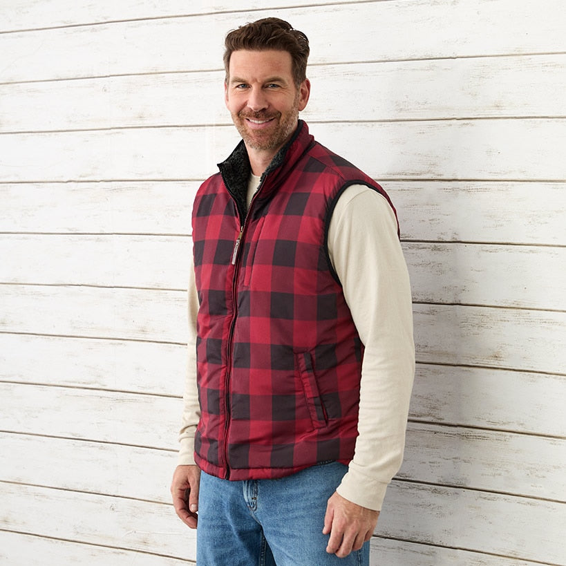Men's Sherpa Lined Buffalo Plaid Vest