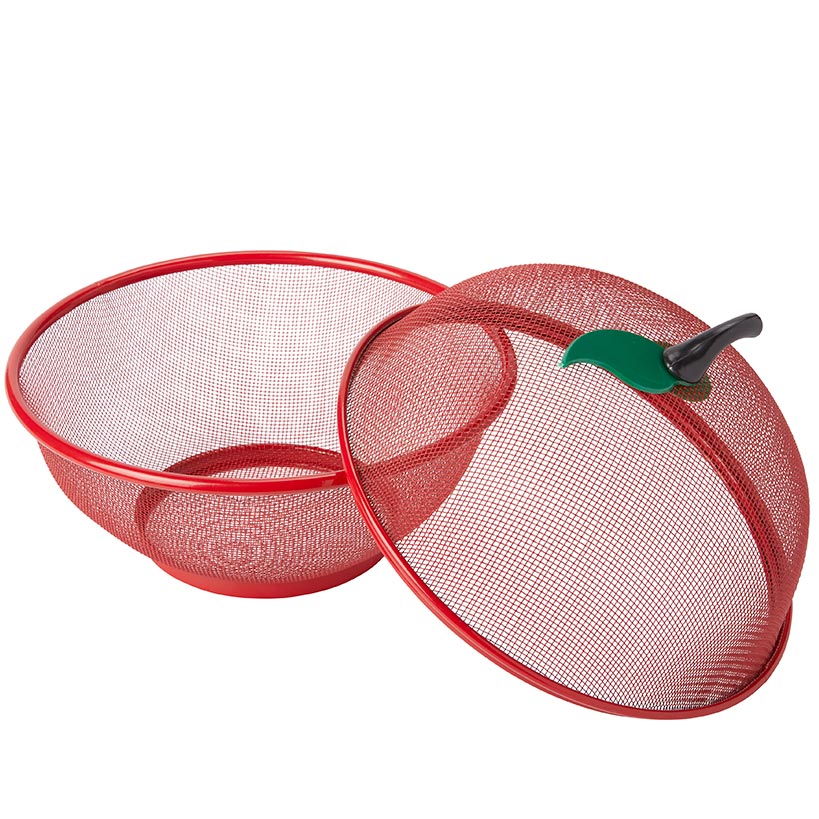 Mesh Wire Apple Shaped Fruit Basket with Lid Fruit Bowl Cover 2 Pc