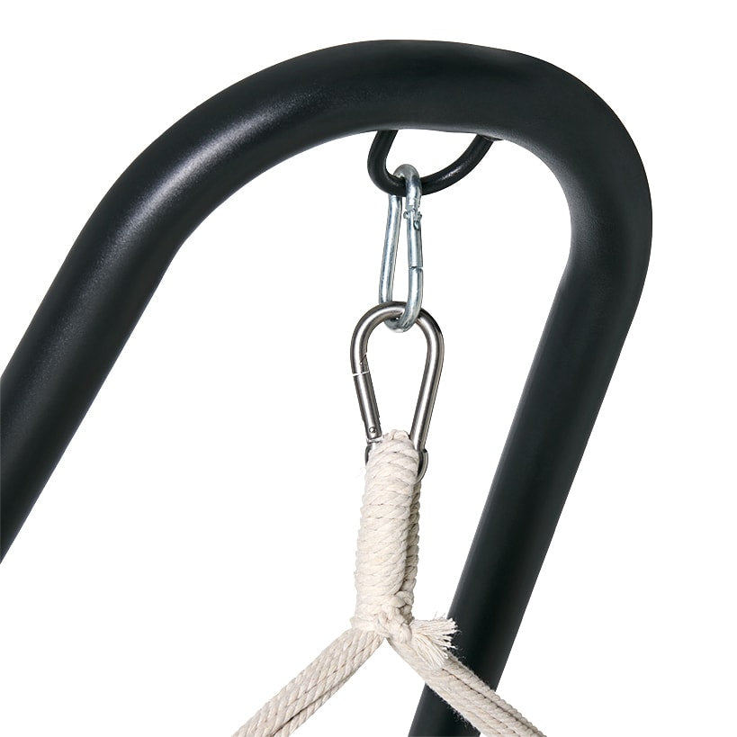 Outdoor Hammock Hanging Striped Chair or Black Metal Stand