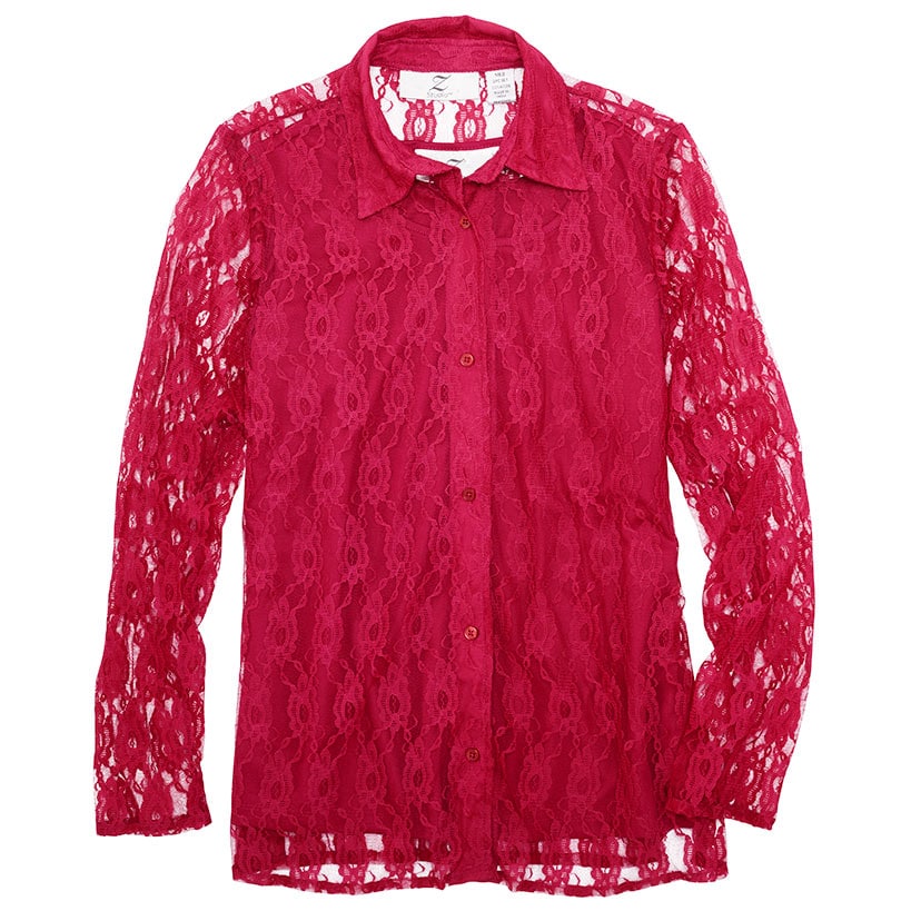Women's Lace Long Sleeve Button Up Blouse