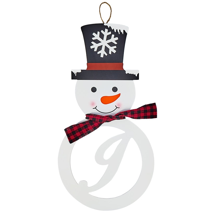 Monogram Snowman Christmas Wall Hanging