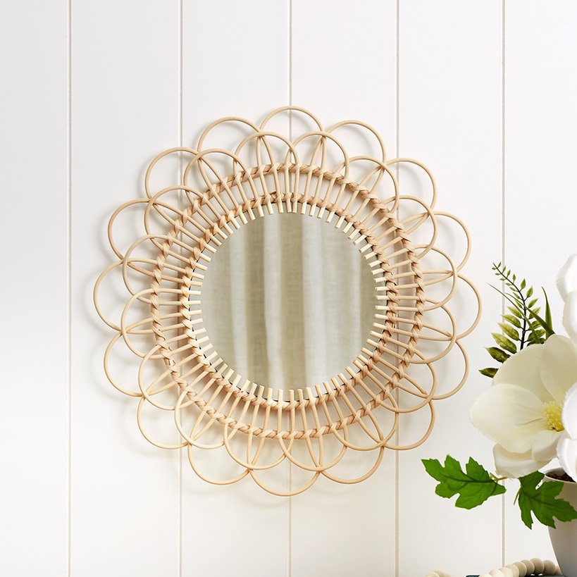 Natural Rattan Mirror - Round or Flower