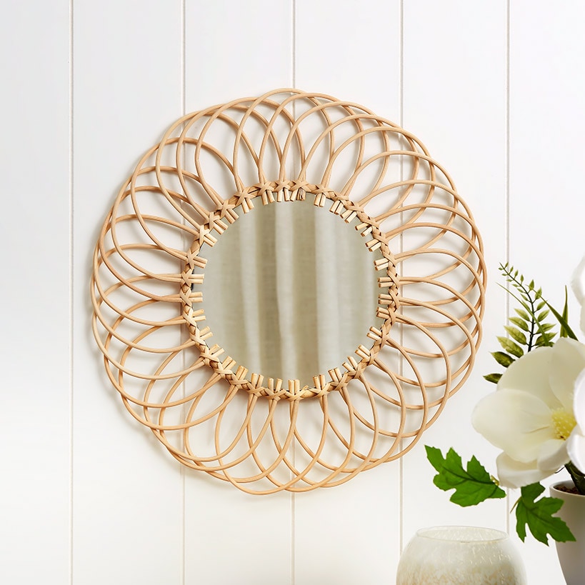 Natural Rattan Mirror - Round or Flower