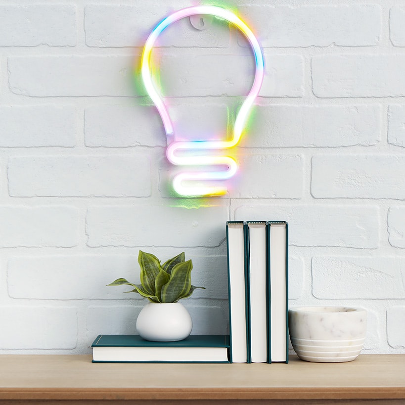 Illumina Neon LED Light Bulb Shaped Wall Decor 10"