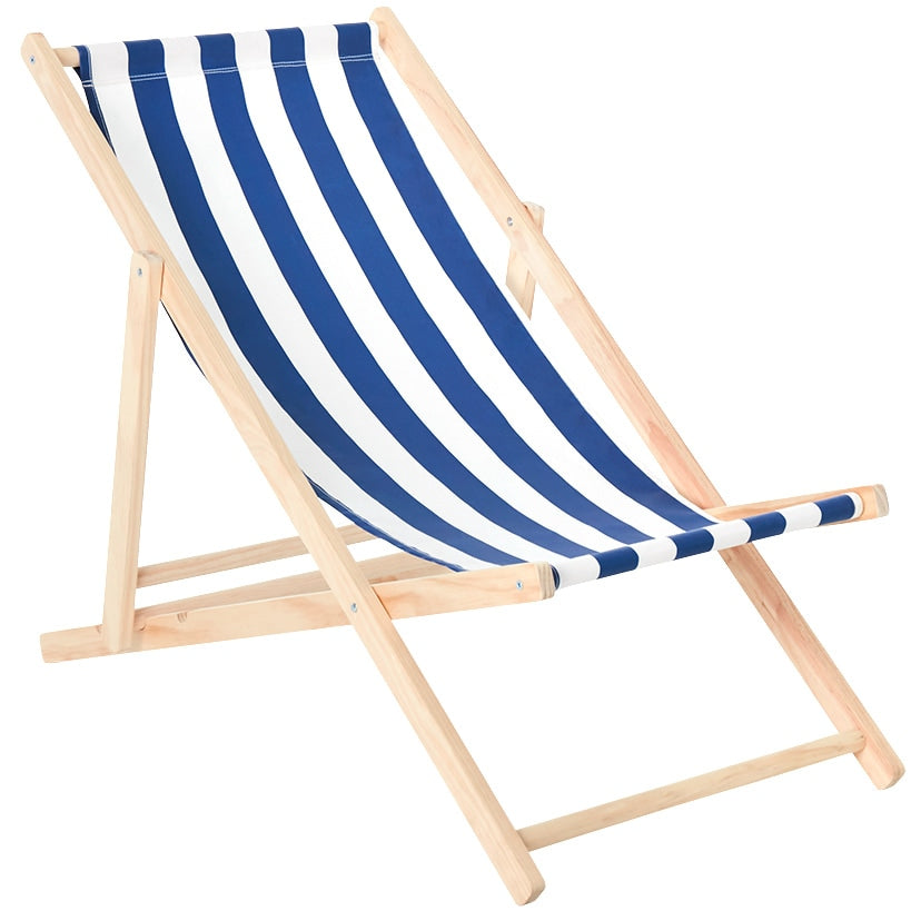 Foldable Patio Sling Lounge Chair with Stripes - Blue or Red