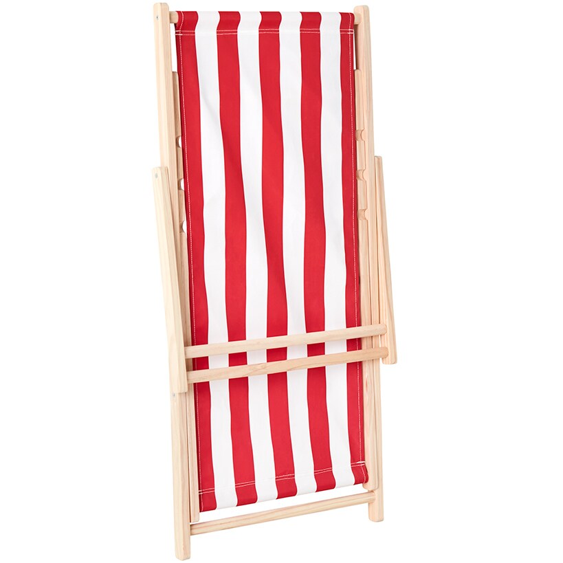 Foldable Patio Sling Lounge Chair with Stripes - Blue or Red