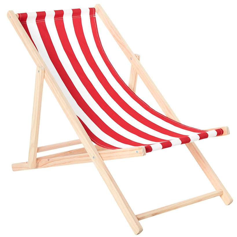 Foldable Patio Sling Lounge Chair with Stripes - Blue or Red