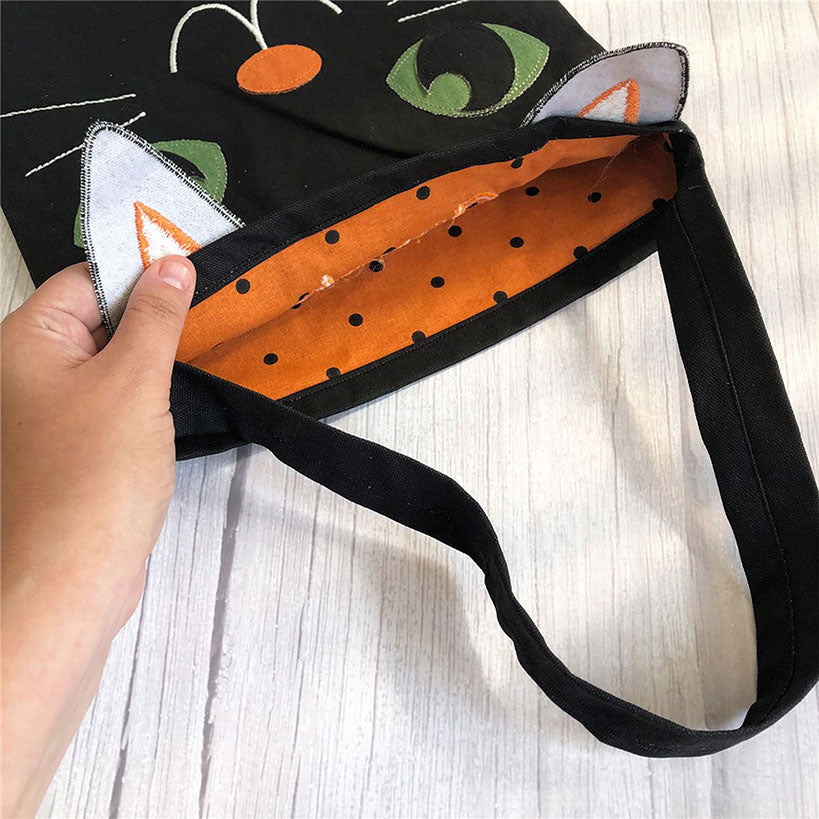 Personalized Halloween Black Cat Trick or Treat Bag