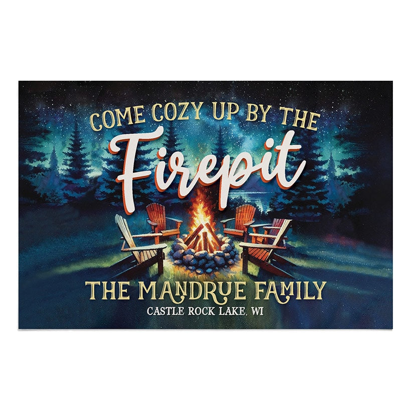 Personalized Cozy Fire Pit Thin Doormat