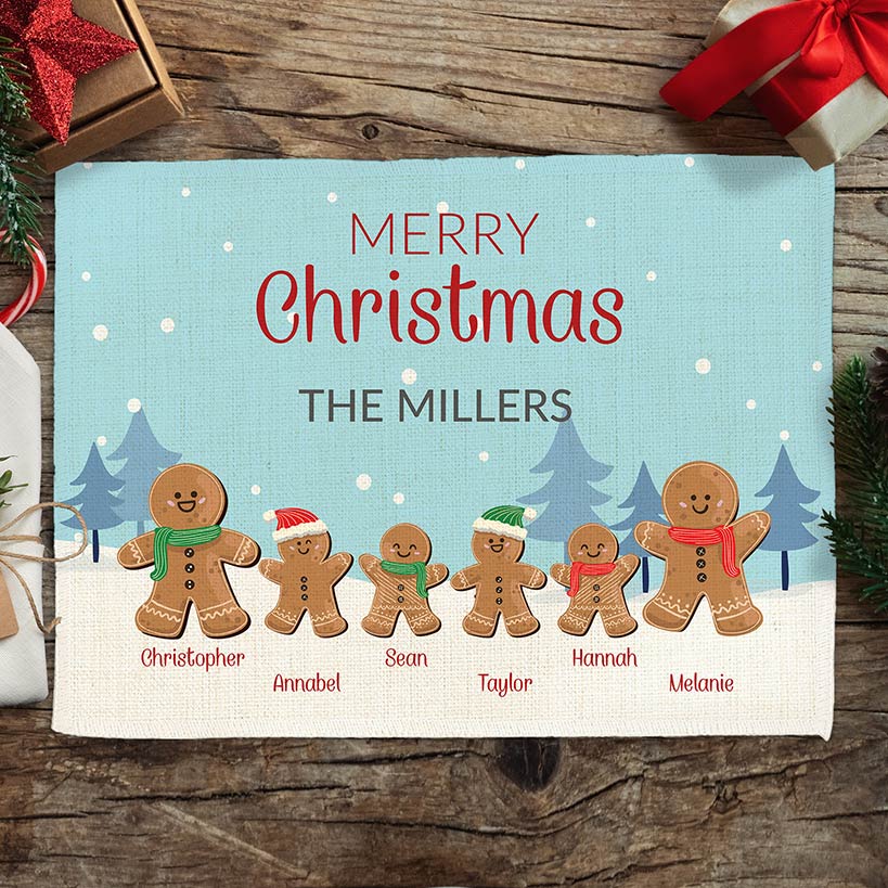 Personalized Gingerbread Family Placemat