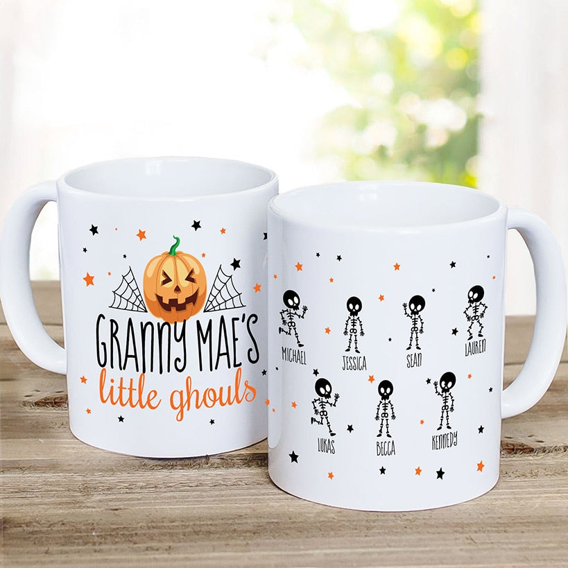 Personalized Grandma's Little Ghouls Skeletons Coffee Mug