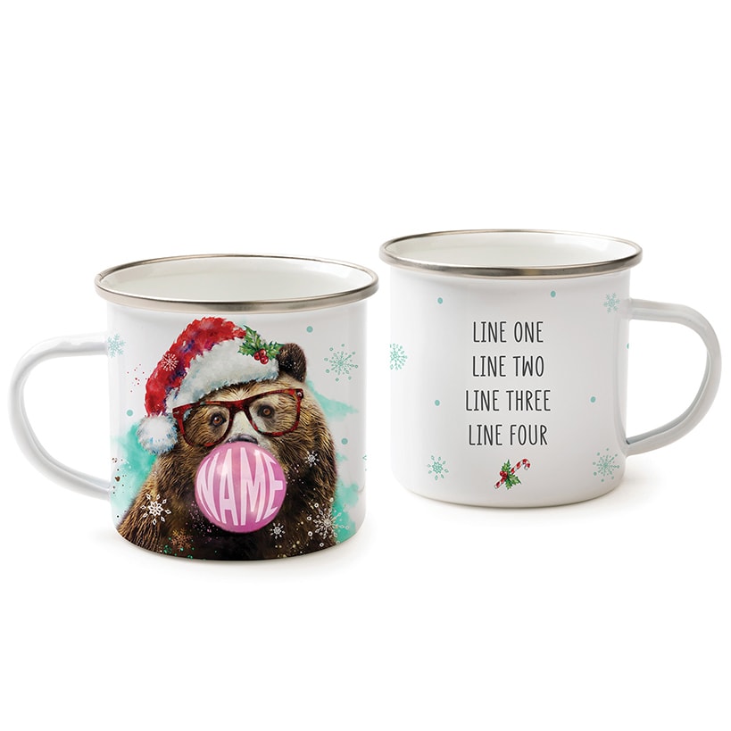 Personalized Christmas Bear Bubble Gum Camp Mug