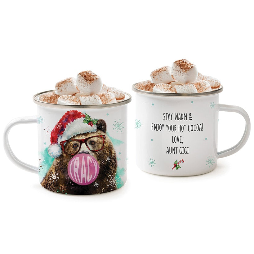 Personalized Christmas Bear Bubble Gum Camp Mug