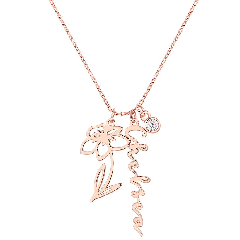 Personalized Birth Month Flower Necklace