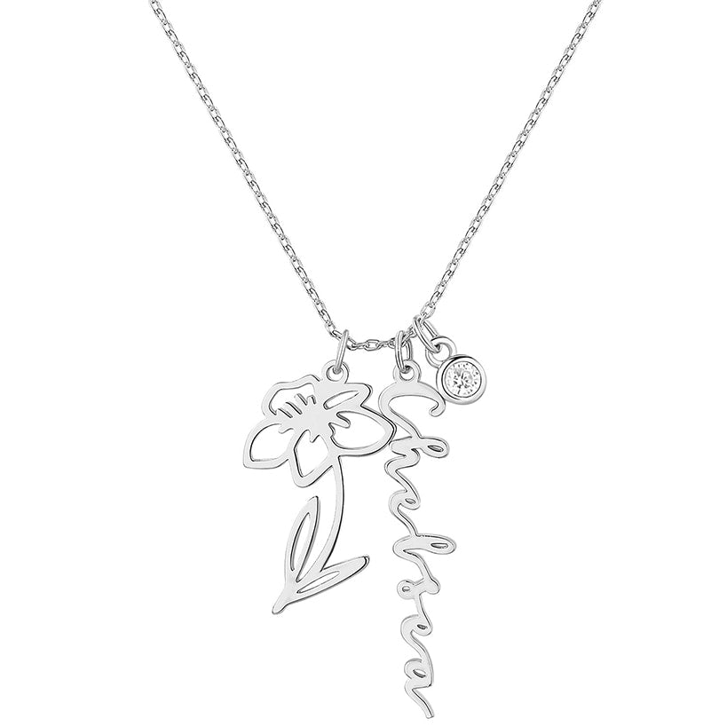 Personalized Birth Month Flower Necklace