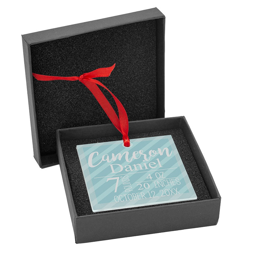 Personalized Glass Ornament Boy Announcement