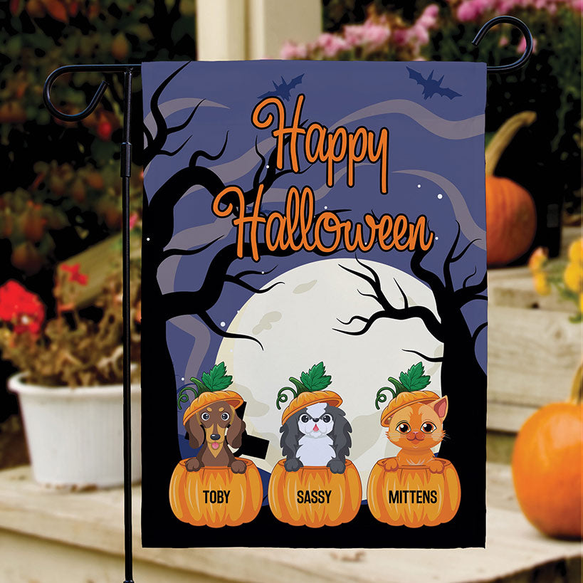 Personalized Pumpkin Pets Halloween Double-Sided Flag