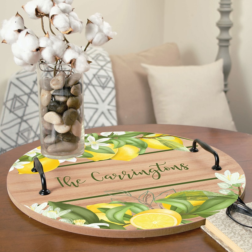 Personalized Round Tray with Handles