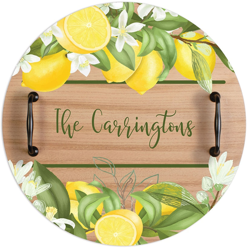 Personalized Round Tray with Handles