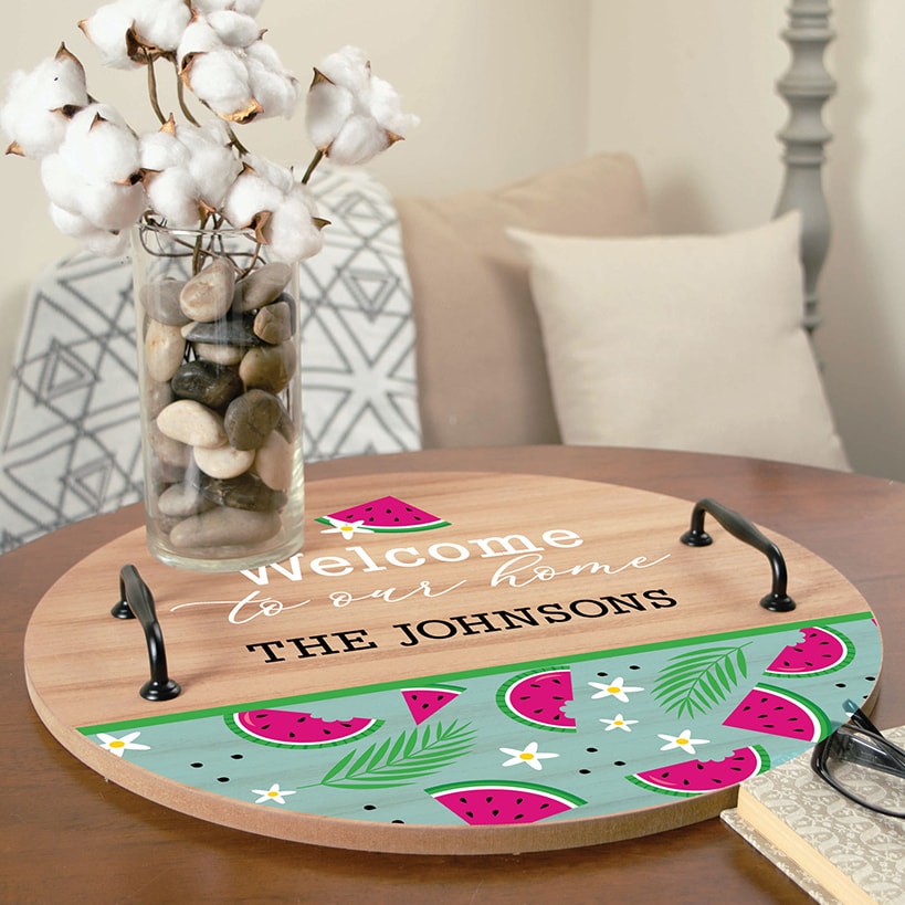 Personalized Round Tray with Handles
