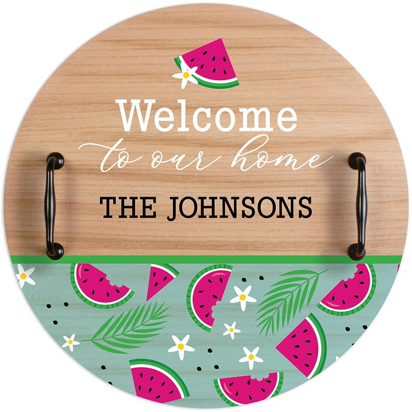 Personalized Round Tray with Handles