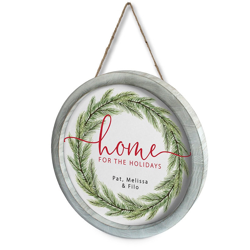 Personalized Christmas Wall Sign Pine Branches