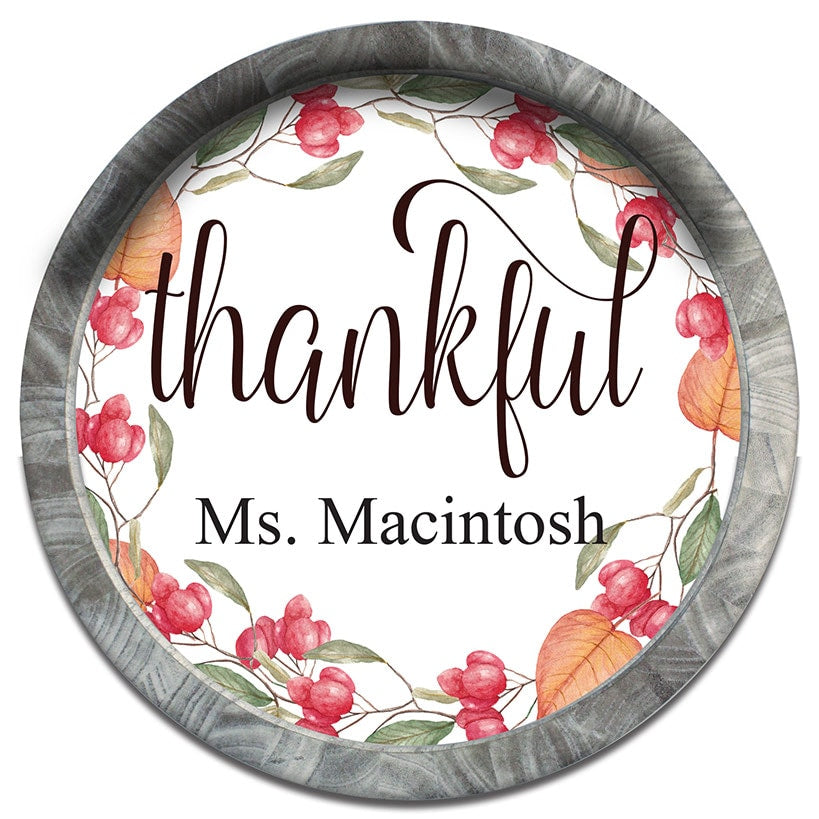 Personalized Harvest Floral Thankful Wall Sign
