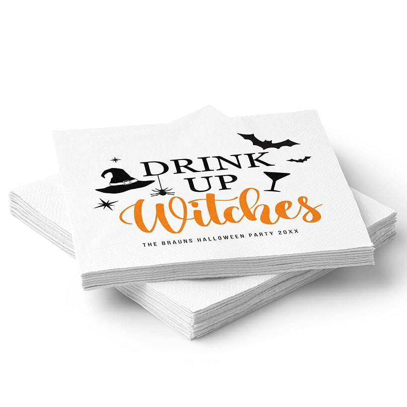 Personalized Halloween Drink Up Witches Napkins