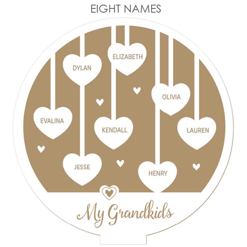 Personalized Hanging Hearts Wood Plaque with Base