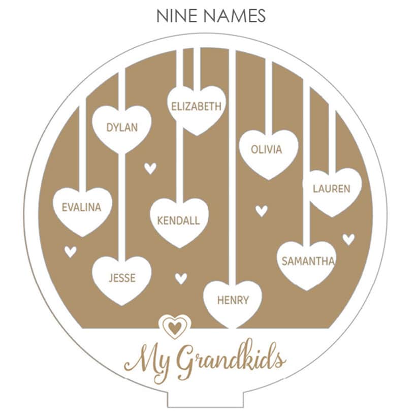 Personalized Hanging Hearts Wood Plaque with Base