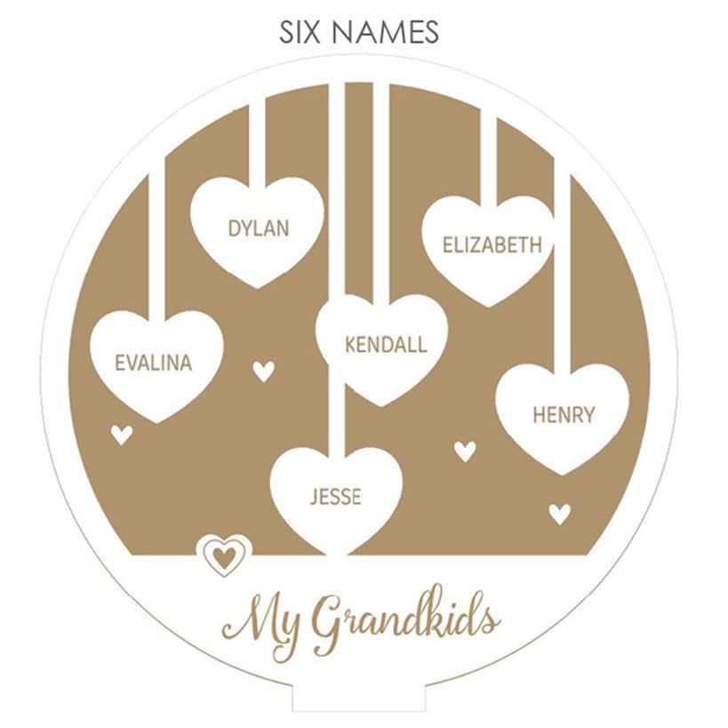 Personalized Hanging Hearts Wood Plaque with Base