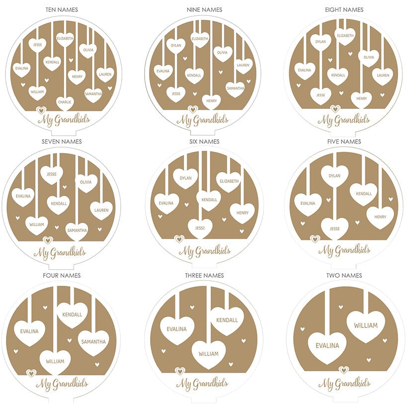 Personalized Hanging Hearts Wood Plaque with Base