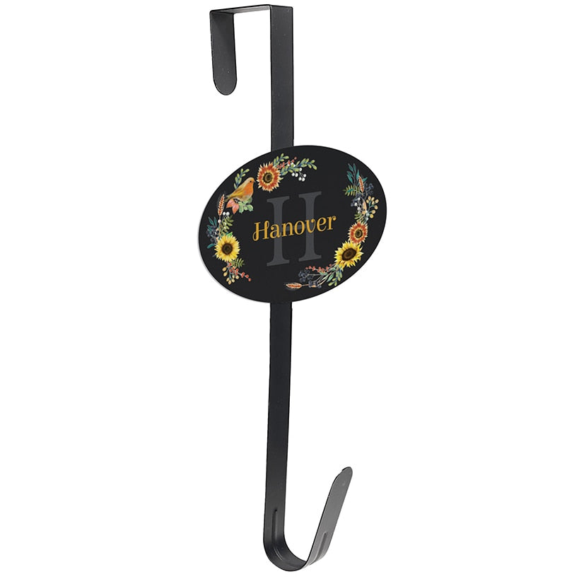 Personalized Fall Floral Name & Initial Wreath Hanger or Oval Metal Plaque