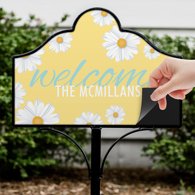 Personalized Spring Daisies Welcome Yard Sign Magnet