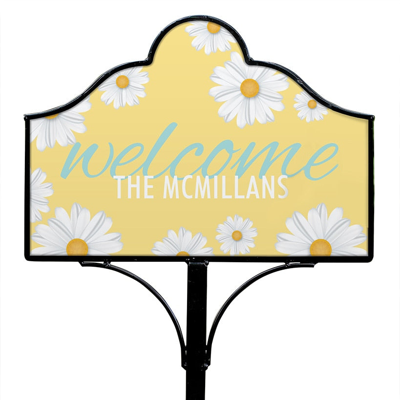 Personalized Spring Daisies Welcome Yard Sign Magnet