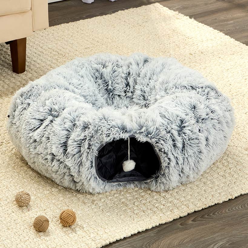 Round Cat Tunnel with Soft Cat Bed Non-Slip Versatile Configurations