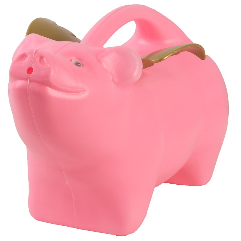 Pink Pig with Gold Wings Watering Can