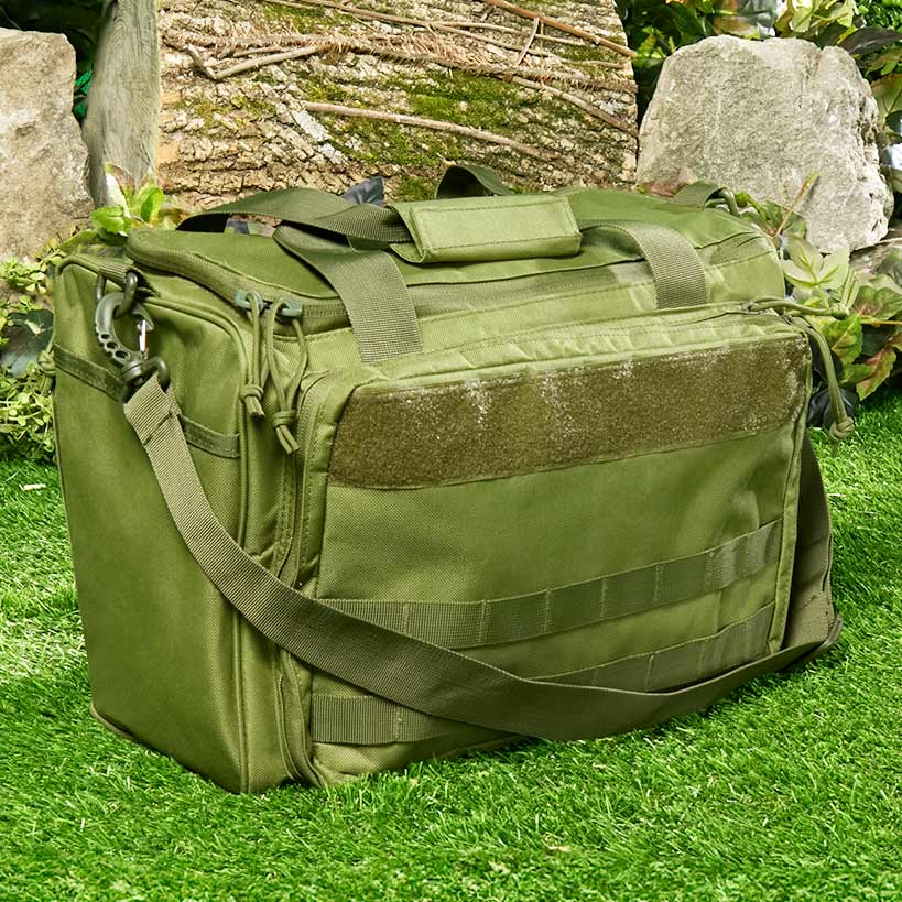 Pistol Range Bag With Zippered Main Compartment and Shoulder Strap