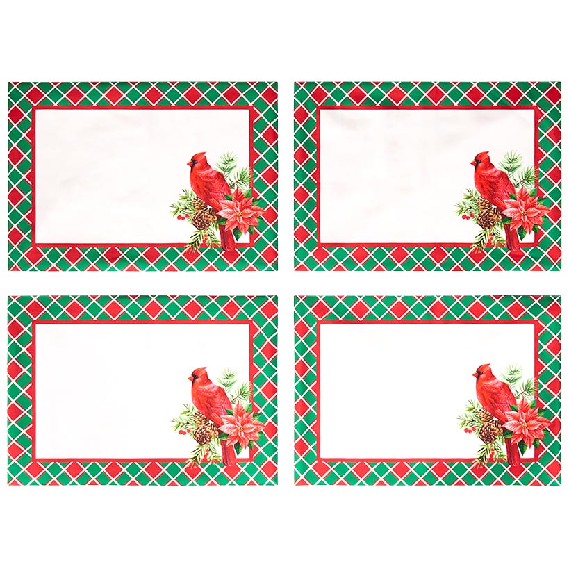 Plaid Cardinal Table Runner or Set of 4 Placemats