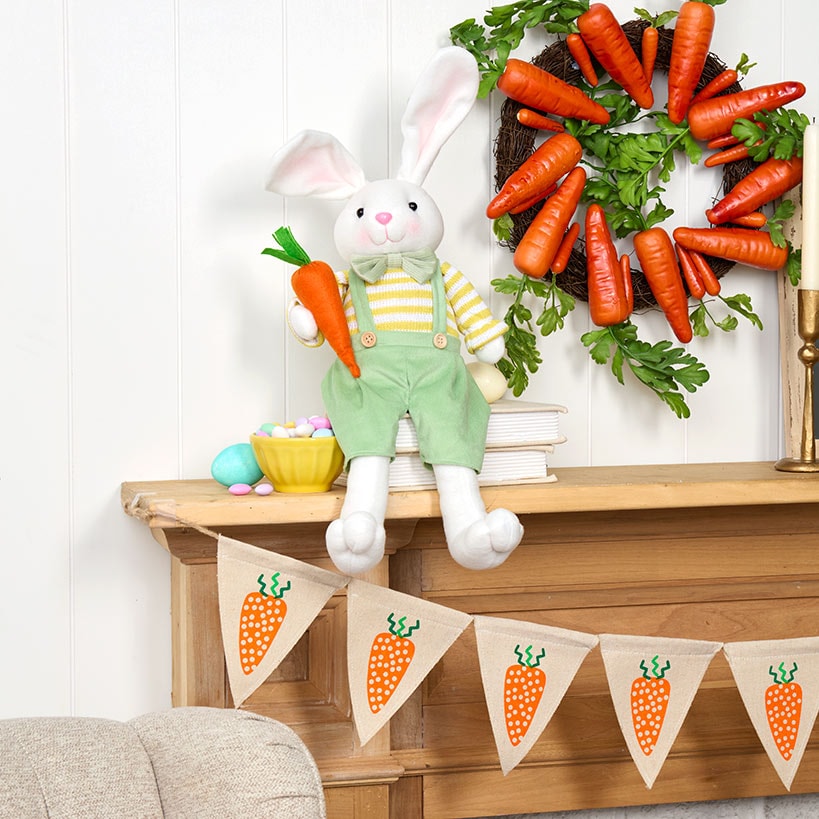 Easter Country Bunnies, Decorative Carrot Garland, or Carrot Wreath