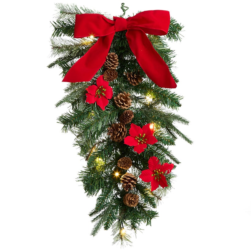 Lighted Poinsettia Greenery - Garland or Wreath