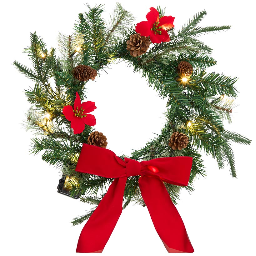 Lighted Poinsettia Greenery - Garland or Wreath