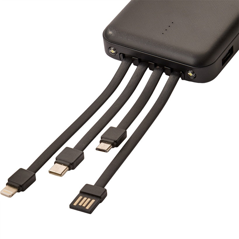 10,000 MAH Powerbank Portable Built In Micro USB Cables Fast Charging
