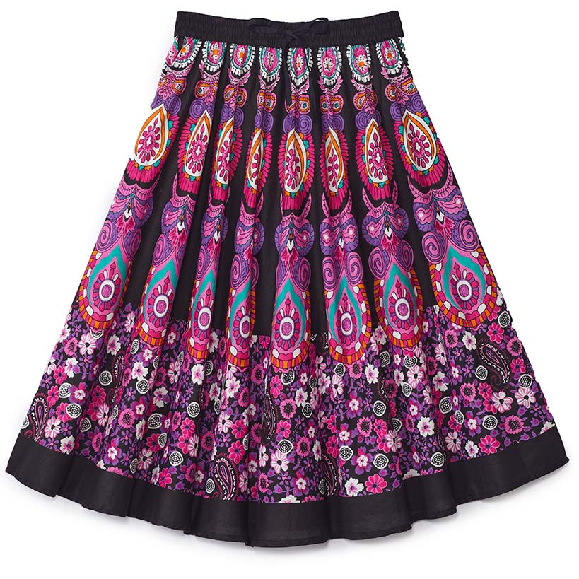 Women's Midi Circle Skirt in Paisley Print