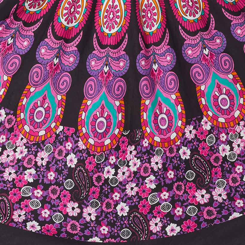 Women's Midi Circle Skirt in Paisley Print