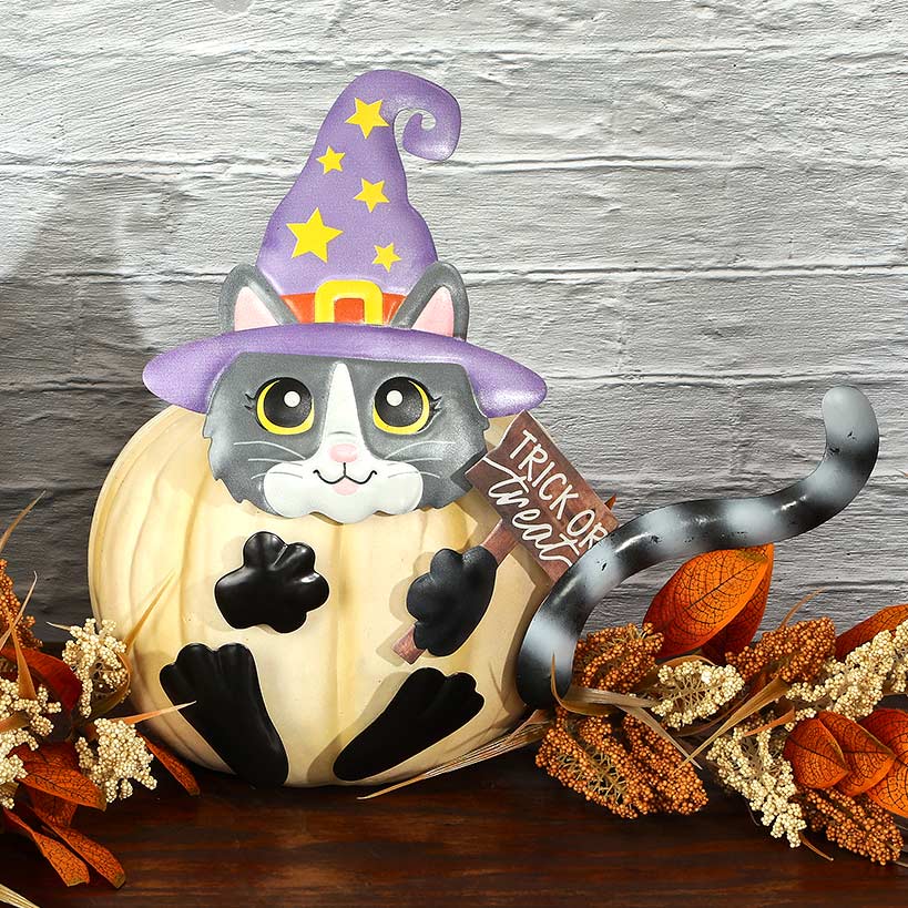 Pumpkin Decorating Kits Metal In Cat Ghost Bird Or Skeleton Characters