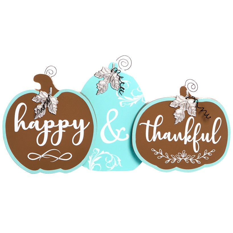 Fall Pumpkin Sentiment Sign-Happy and Thankful