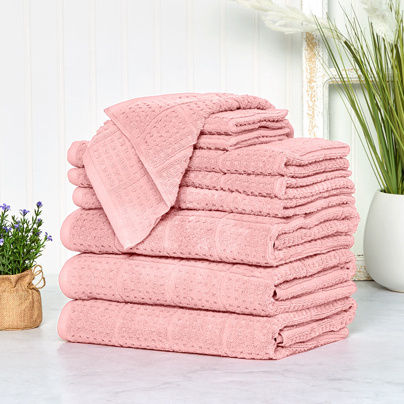 Quick Dry 100% Cotton Bath Towels, 6 Piece Set#select-towel_rose-quartz