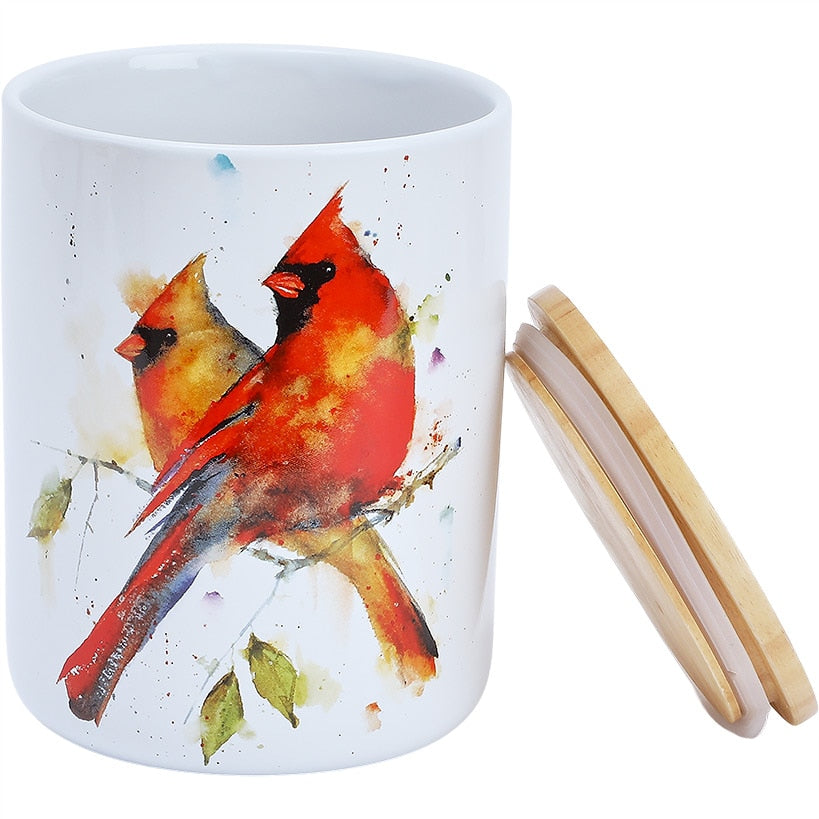 Red Cardinal Kitchen Canister