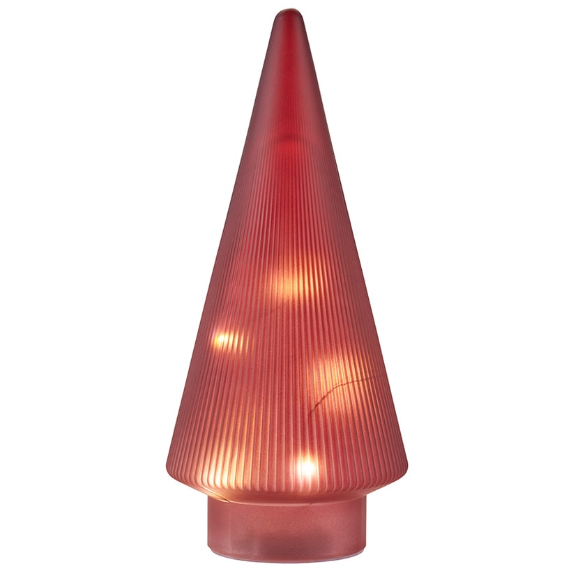 Lighted Ribbed Glass Tabletop Tree